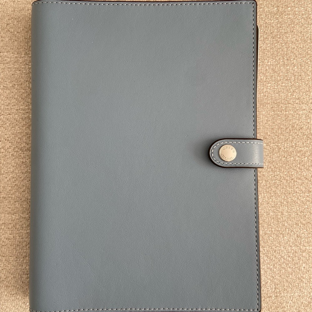 Coach Leather Notebook - Cornflower Blue & Silver Hardware